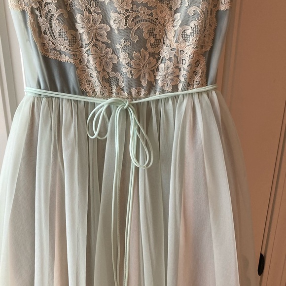 Vintage 50s Shadowline Chiffon Soft Green Ballerina Gown Peignoir Set Sz 32/S - Picture 12 of 16